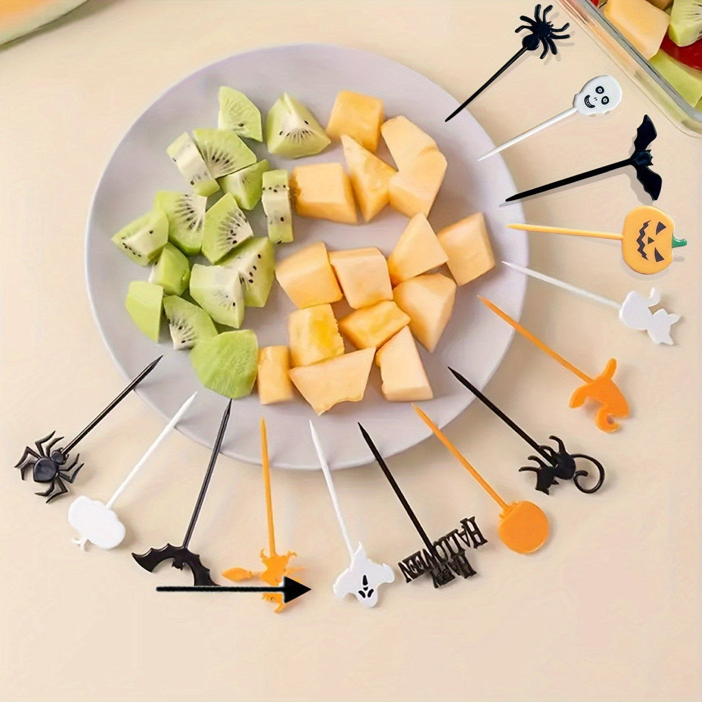 20 db ünnepi műanyag gyümölcstartó készlet, többcélú dekoratív nyársak Halloween partira és általános használatra