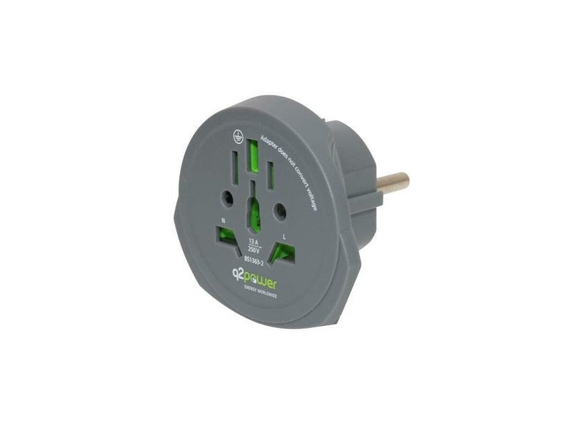 Q2 power utazóadapter, World to Europe