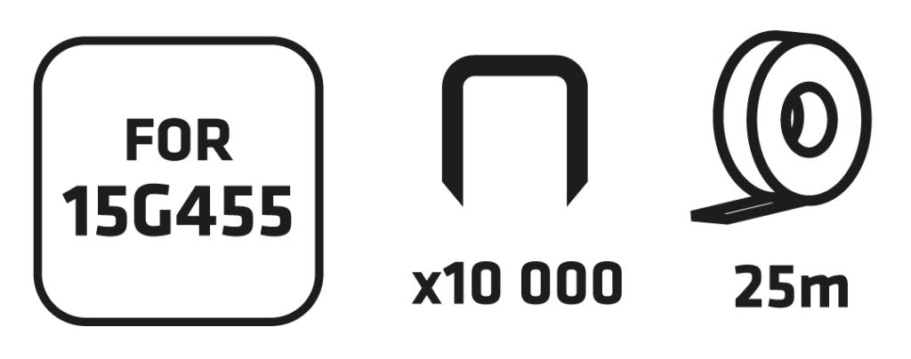 VERTO Növénykötöző szalag + kapocs készlet 25m szalag + 10000 kapocs, 15G455-höz 15G456