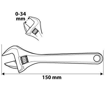NEO TOOLS Állítható villáskulcs, csavarkulcs 150mm, 0-34mm 25 év garanciával 03-015