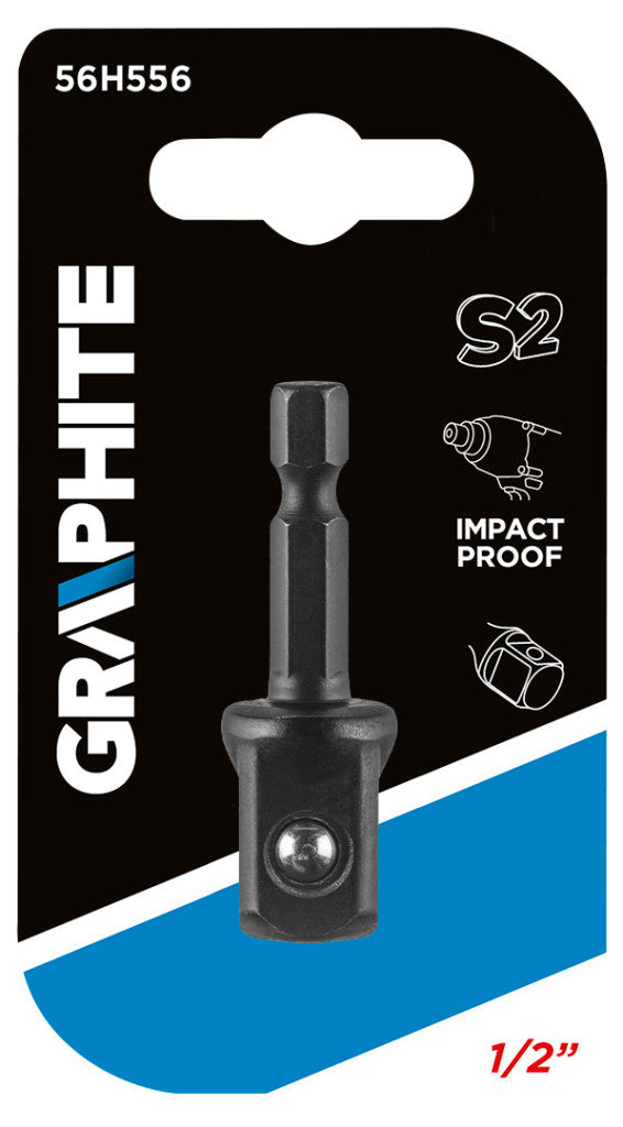 GRAPHITE Adapter csavarbehajtókhoz 1/4”- hatlapú 1/2” négyszög 56H556