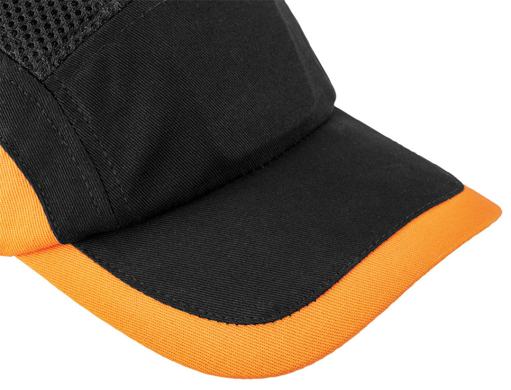 NEO TOOLS Munkavédelmi baseball sapka, merevítettl, fekete és narancssárga, CE 97-592