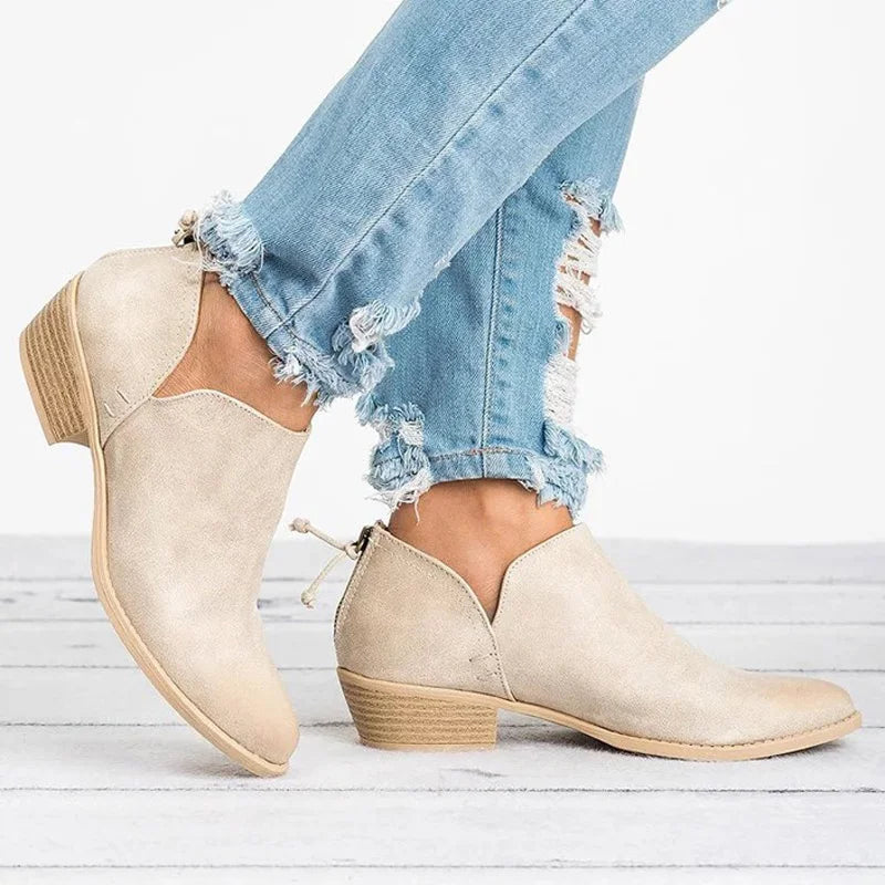 Női cipők, divatos PU bőr rövid bokacsizma, hegyes orrú, slip-on, tavaszi/őszi cipő, női, plus size 35-44, botas WSH3397