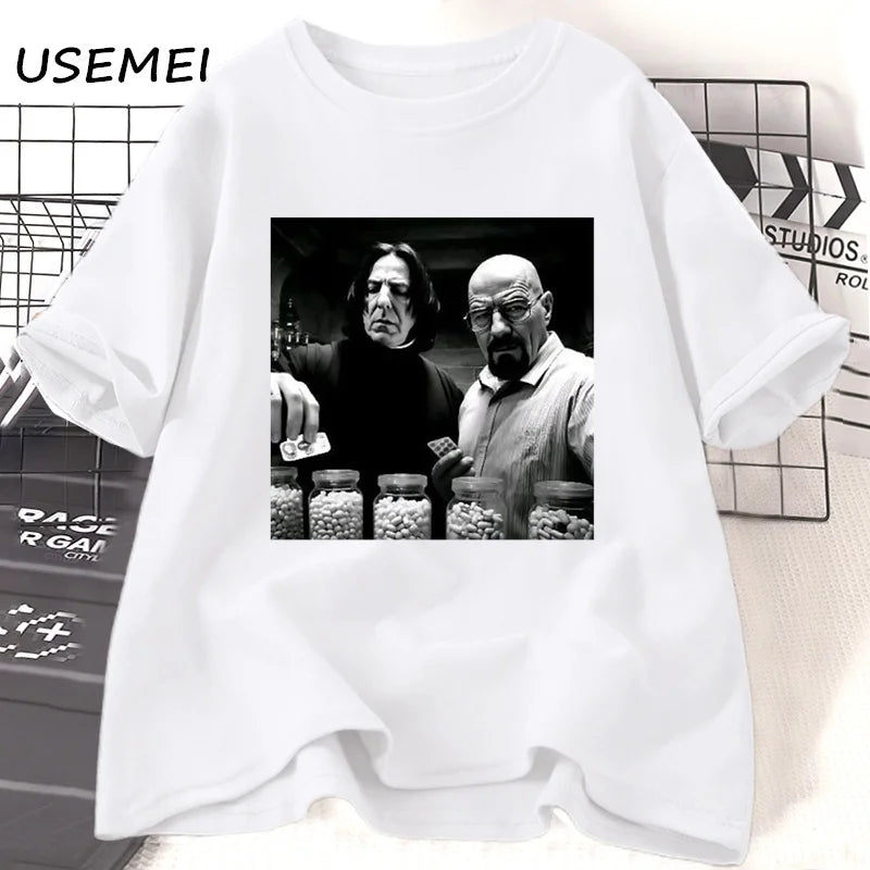 Vintage Walter in Lab póló Férfi Breaking Bad póló Vicces grafikus pólók Unisex pamut rövid ujjú póló Utcai viselet