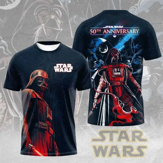 Star Wars 50. évfordulós póló - Férfi és női, gyerek, hétköznapi, partira és tematikus eseményre való, mintás, nyári rövid ujjú felső