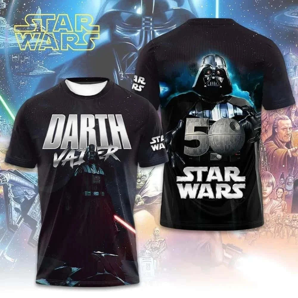 Star Wars 50. évfordulós póló - Férfi és női, gyerek, hétköznapi, partira és tematikus eseményre való, mintás, nyári rövid ujjú felső