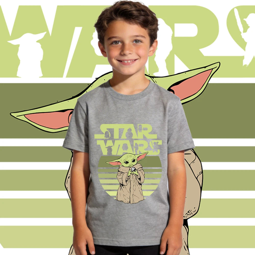Star Wars Yoda baba Yoda mintás gyerek pamut póló lezser rövid ujjú póló fiúknak és lányoknak kisgyermek nyári felső