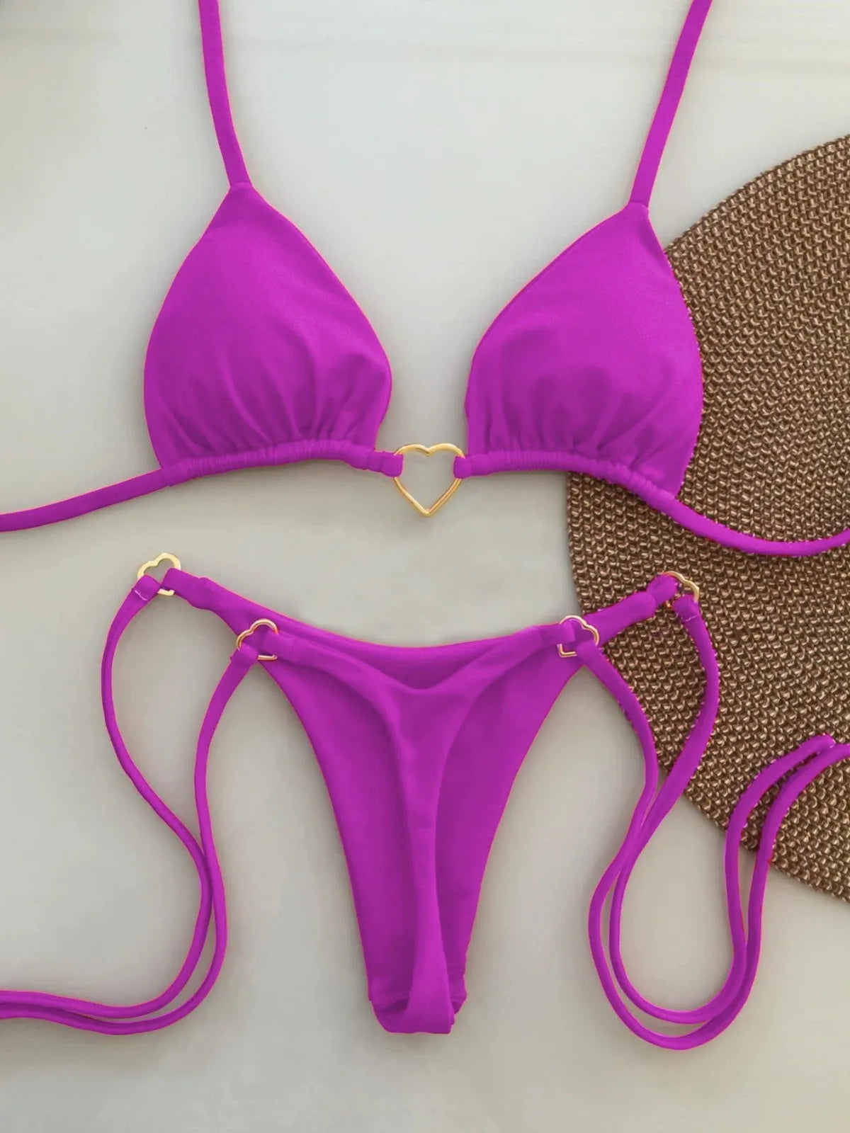 Új, egyszínű, fehér bikini női öltöny, alacsony derekú, fűzős, divatos, kétrészes fürdőruha szett