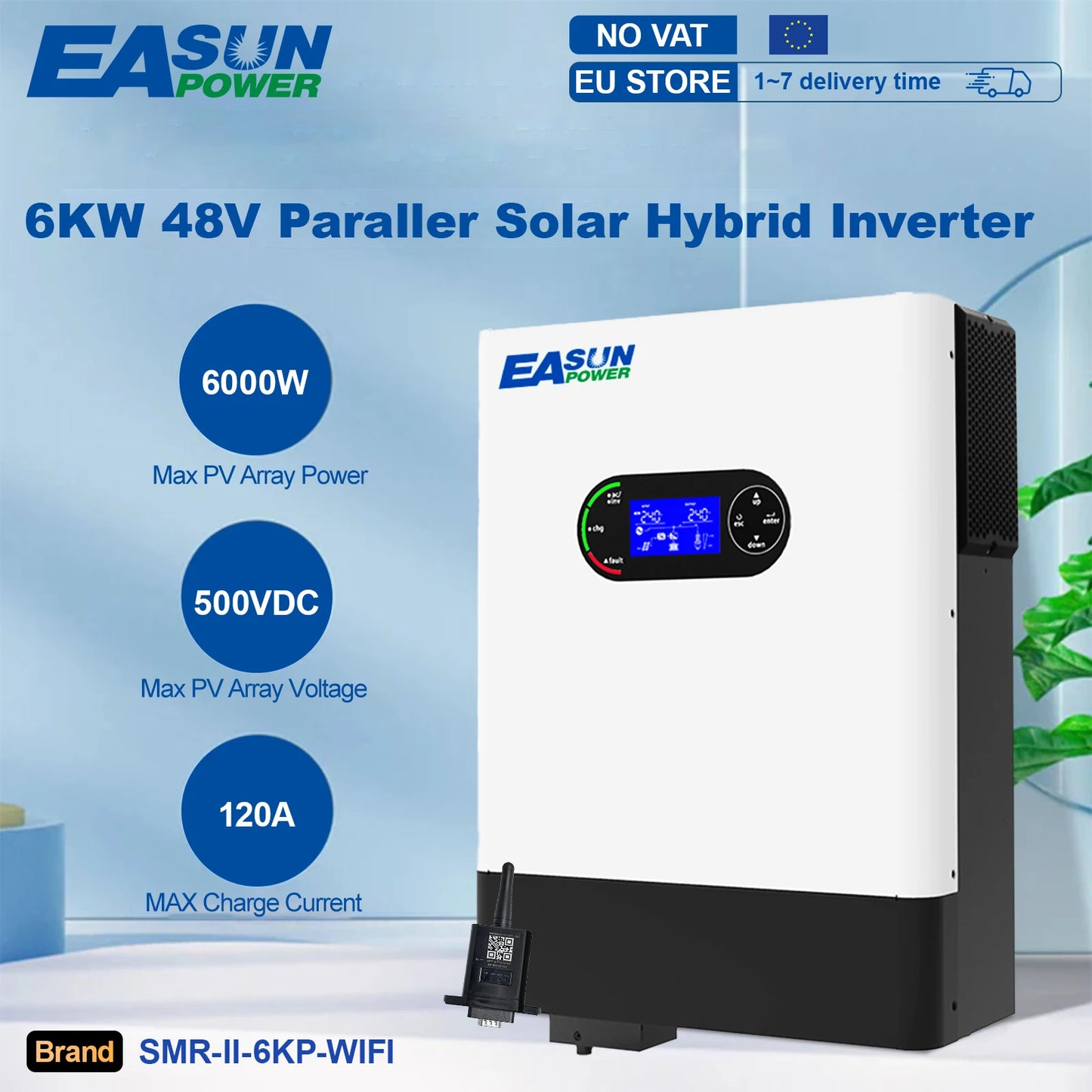 EASUN 6.2KW 4.2KW MPPT hibrid napelemes inverter 48V PV teljesítmény 6500W Off Grid beépített napelemes töltővezérlő 120A tiszta szinusz hullám