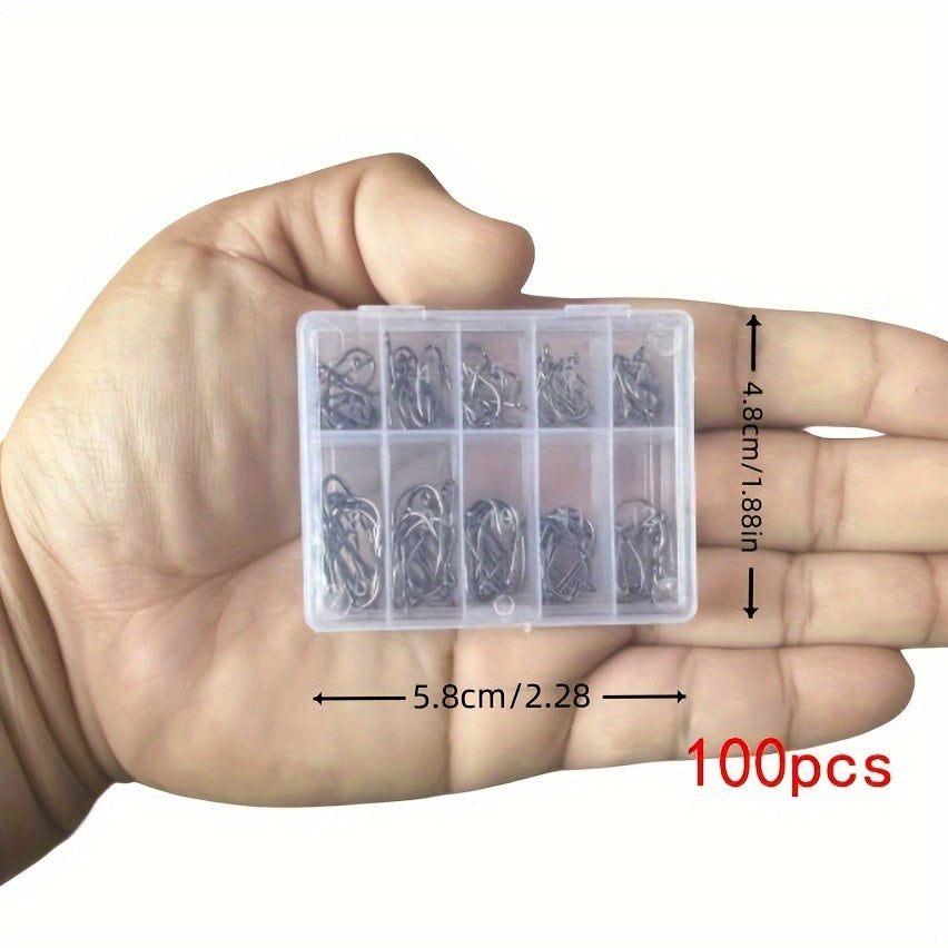 100db horgász szett, szénacél egyszöges horog