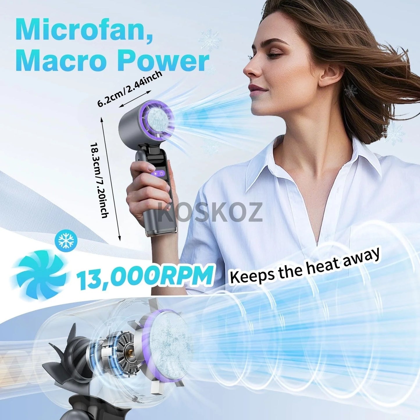3 az 1-ben kézi ventilátor, mini ventilátor zseblámpával és hűtéssel, légturbós hűtőventilátorral kültéri tevékenységekhez, utazáshoz, munkához