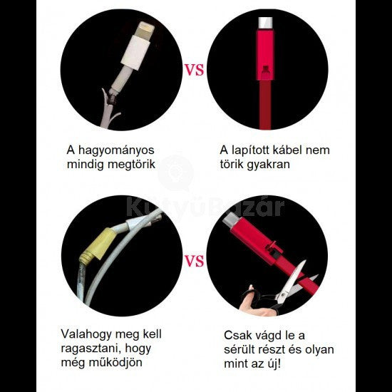 Elnyűhetetlen iPhone telefontöltő kábel, 1 m hosszú, tartós és megbízható kivitelben