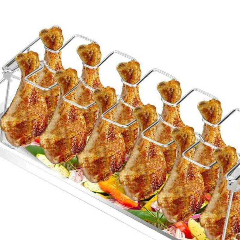 Csirkecomb grilltartó állvány rozsdamentes acélból, BBQ sütéshez és grillezéshez