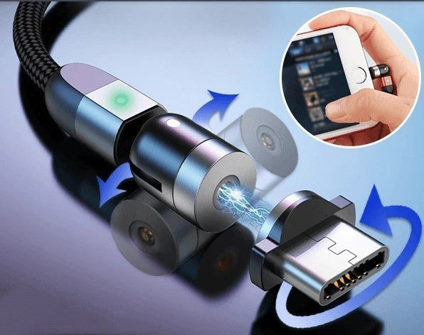 Dupla 360°-os mágneses töltő kábel Android USB-C eszközökhöz