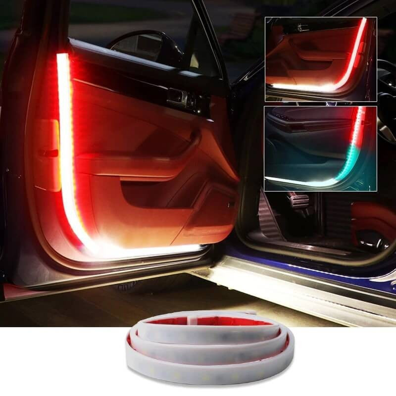 Tuning LED szalag autó ajtóra, piros-fehér dekorációs világítás