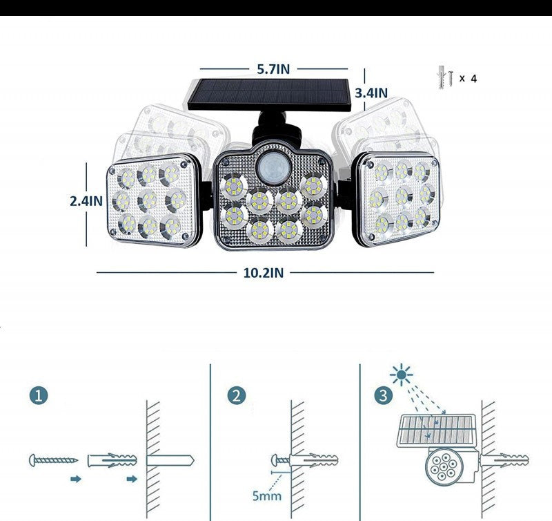 Ultra Erős Fényű Mozgásérzékelős Kültéri LED Biztonsági Lámpa
