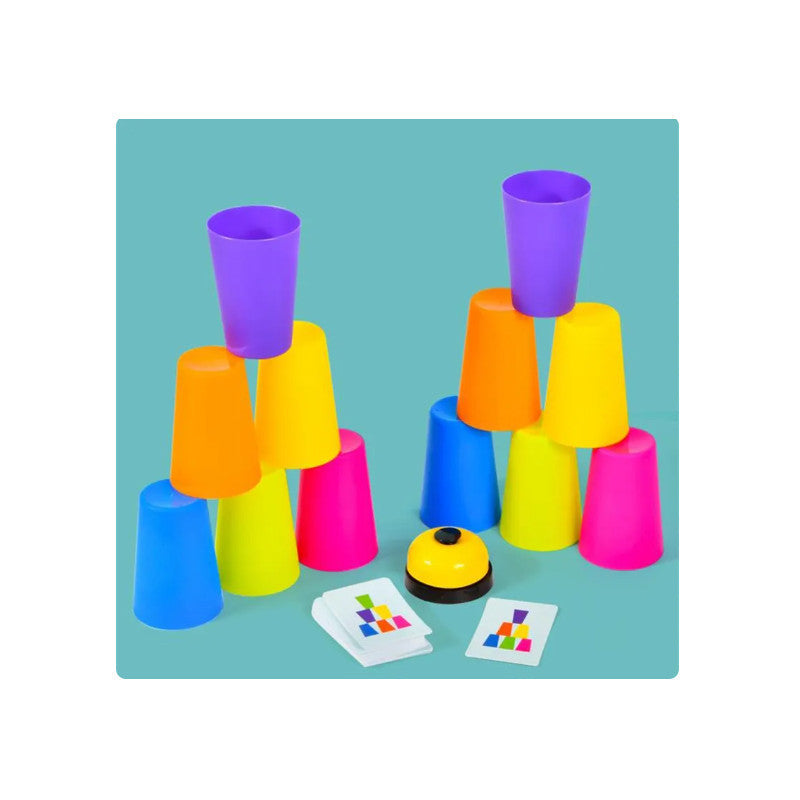 Montessori Toys Stack Cup fejlesztő játék kártyával gyerekeknek
