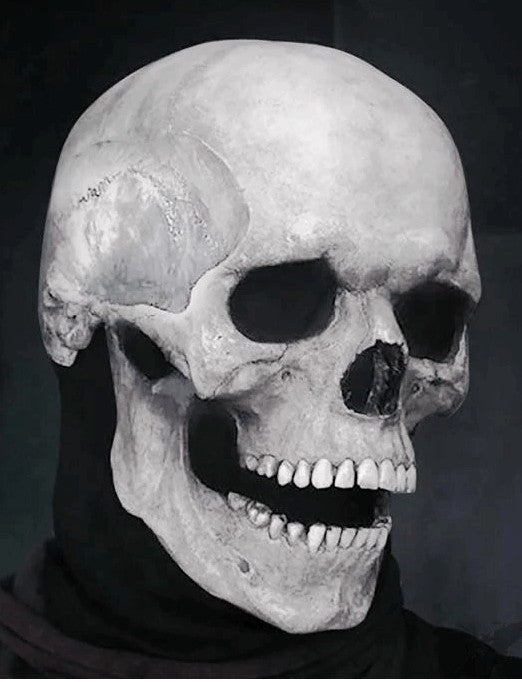 Világos koponya maszk mozgatható állkapoccsal Halloween jelmez kiegészítő