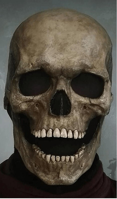 Világos koponya maszk mozgatható állkapoccsal Halloween jelmez kiegészítő