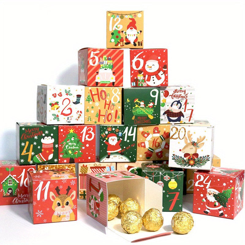 24db Adventi Kalendárium Csemegedobozok - 24 Napos Ünnepi Ajándékcsomagoló Készlet