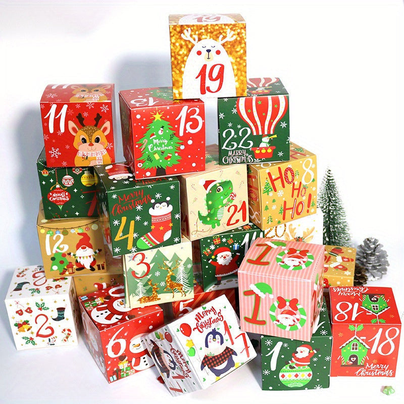 24db Adventi Kalendárium Csemegedobozok - 24 Napos Ünnepi Ajándékcsomagoló Készlet