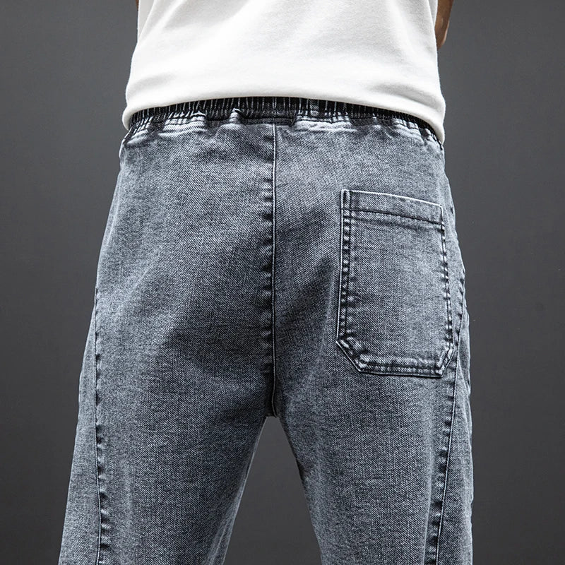 Tavaszi-nyári fekete kék cargo farmer férfi utcai viselet farmer jogger nadrág férfi bő farmer nadrág plus size