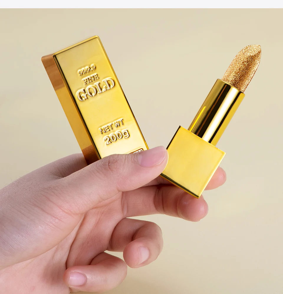 Csillámos rúzs Hidratáló smink Bársonyos matt arany rúzs Vízálló ajakrúzsok Szexi fényes piros kozmetikai pigment Nude Rouge