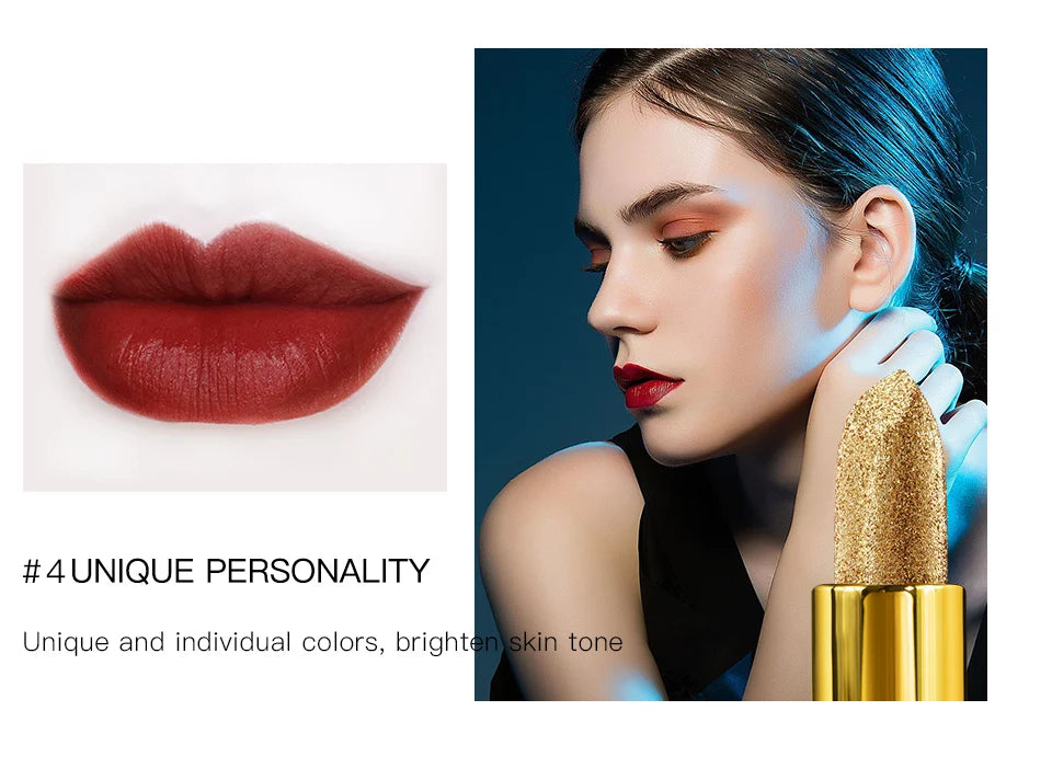 Csillámos rúzs Hidratáló smink Bársonyos matt arany rúzs Vízálló ajakrúzsok Szexi fényes piros kozmetikai pigment Nude Rouge
