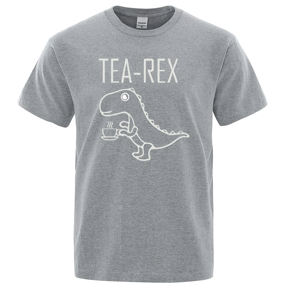 Férfi Női Pólók Tea Rex Vicces Dinoszaurusz  Divatos Hétköznapi Pólók Kiváló Minőségű