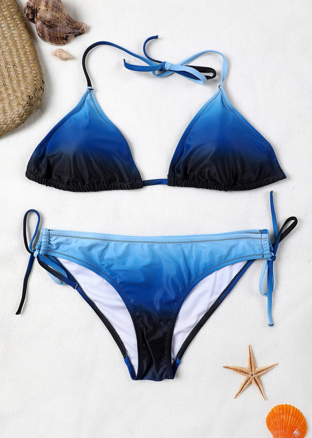 Anfilia női bikiniszett színátmenetes fürdőruha pántnélküli fürdőruha oldalsó kötés fürdőruha szexi bikini