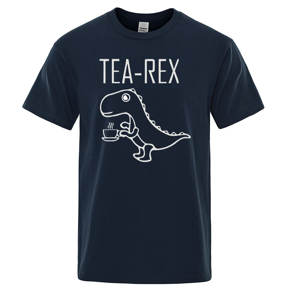 Férfi Női Pólók Tea Rex Vicces Dinoszaurusz  Divatos Hétköznapi Pólók Kiváló Minőségű