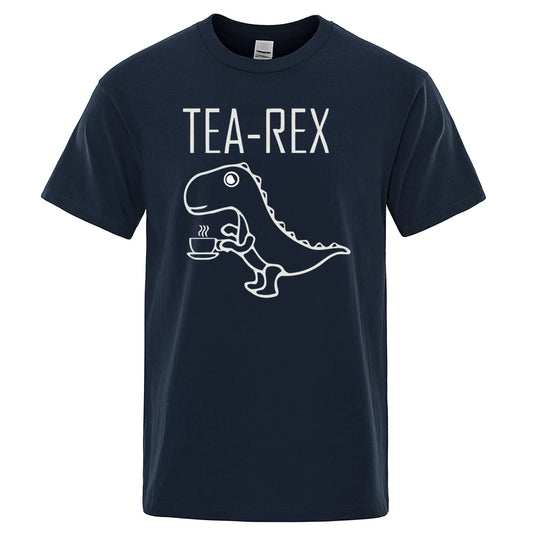 Férfi Női Pólók Tea Rex Vicces Dinoszaurusz  Divatos Hétköznapi Pólók Kiváló Minőségű