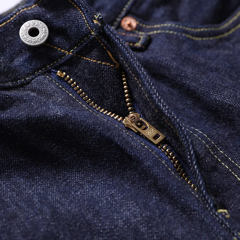 511XX-0009 RedTornado Raw Denim 16oz-os indigókék Selvage One mosott, szanforizált cipzáras nadrág