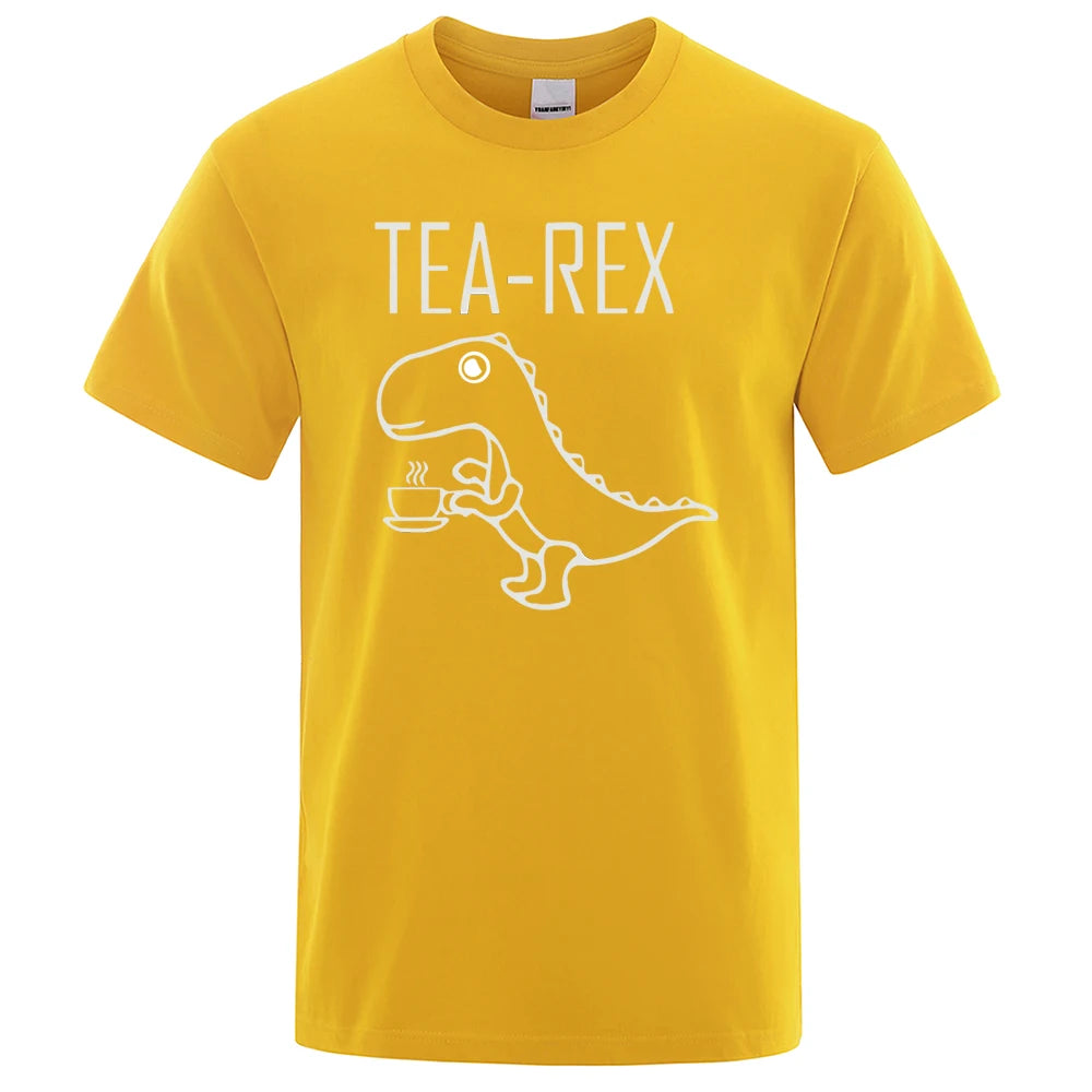 Férfi Női Pólók Tea Rex Vicces Dinoszaurusz  Divatos Hétköznapi Pólók Kiváló Minőségű