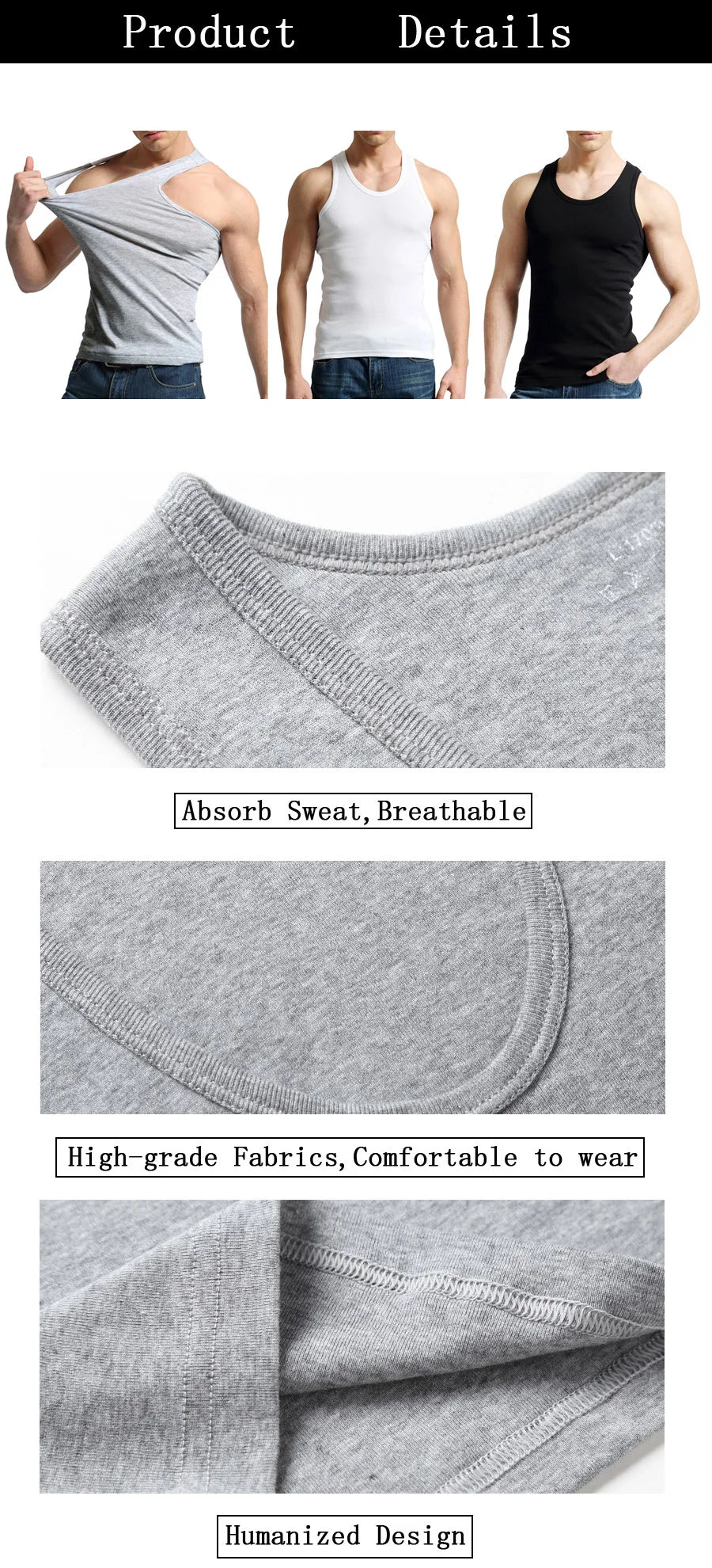 Férfi Tank Tops Fitness Hűvös Nyári 100% Pamut Ujjatlan Felsők Edzőterem Slim Alsóing  10 Szín 1DB