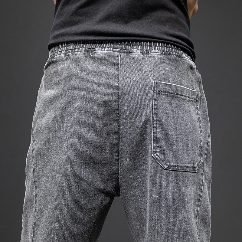 Tavaszi-nyári fekete kék cargo farmer férfi utcai viselet farmer jogger nadrág férfi bő farmer nadrág plus size