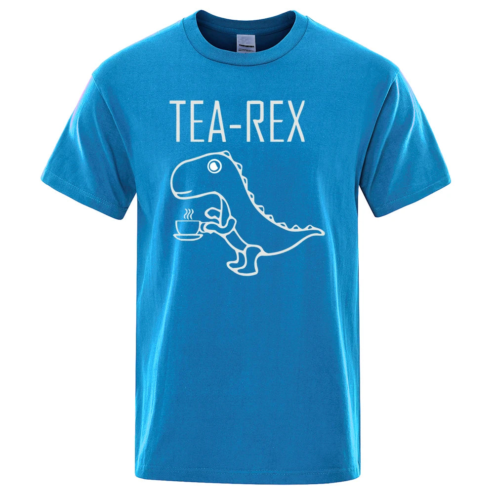 Férfi Női Pólók Tea Rex Vicces Dinoszaurusz  Divatos Hétköznapi Pólók Kiváló Minőségű