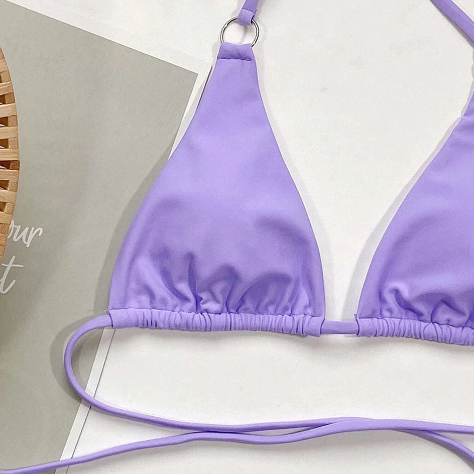 Szexi mikro bikini 2025 keresztezett fürdőruha, kötszeres női fürdőruha, női tanga bikinik szett, 2 darabos női fürdőruha, strandruha