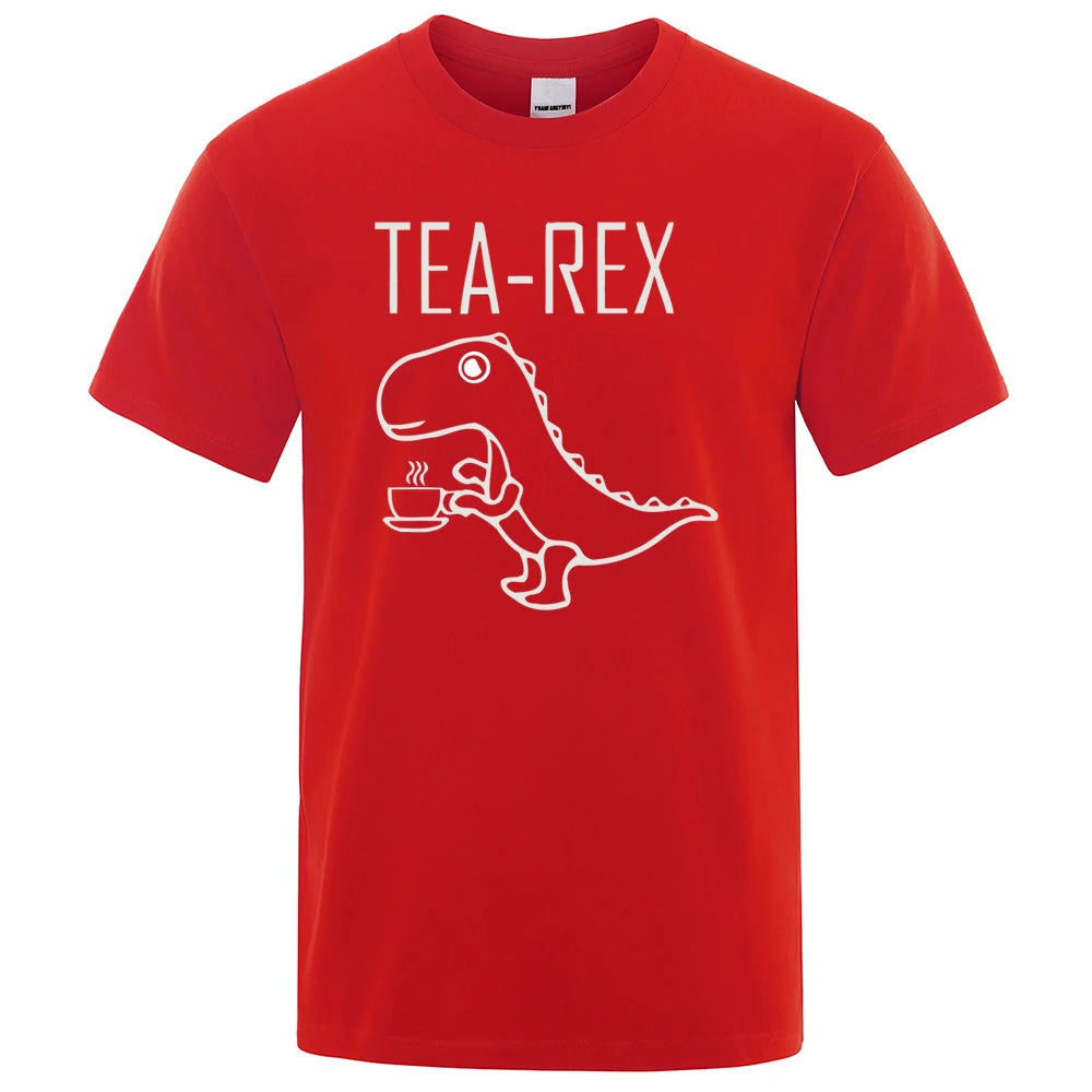 Férfi Női Pólók Tea Rex Vicces Dinoszaurusz  Divatos Hétköznapi Pólók Kiváló Minőségű