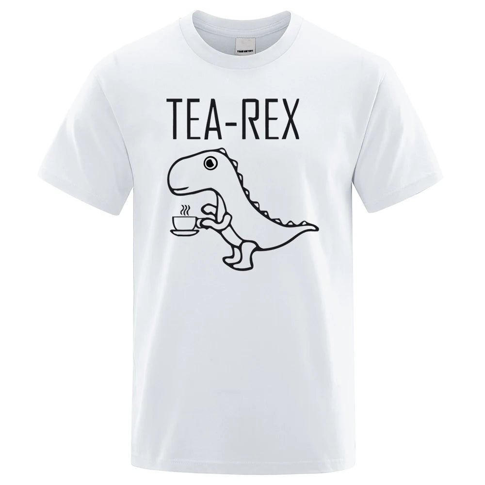 Férfi Női Pólók Tea Rex Vicces Dinoszaurusz  Divatos Hétköznapi Pólók Kiváló Minőségű