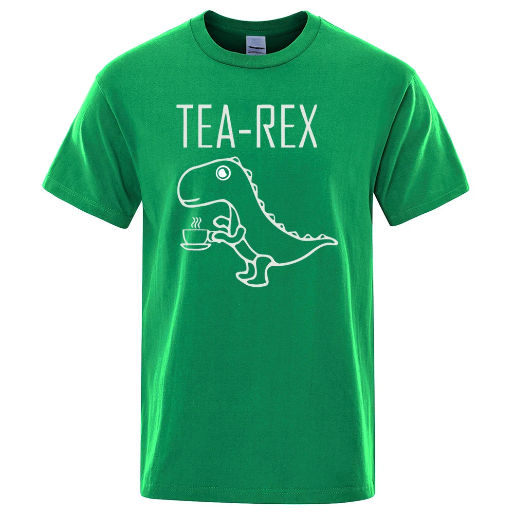 Férfi Női Pólók Tea Rex Vicces Dinoszaurusz  Divatos Hétköznapi Pólók Kiváló Minőségű