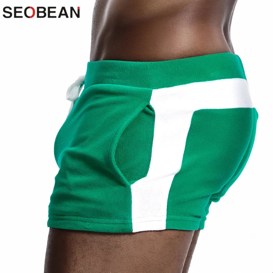 SEOBEAN Férfi Alacsony Derekú Pamut Otthoni Rövidnadrág Szuper Puha Hétköznapi Boxer Rövidnadrág Kényelmes Szexi Alsónemű Mindennapi Viseletre
