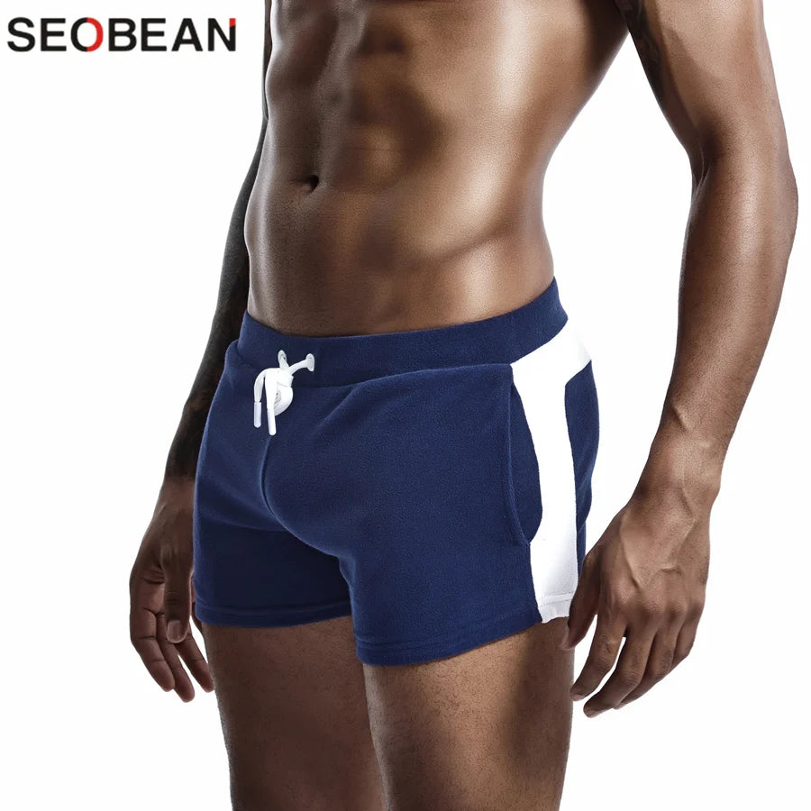 SEOBEAN Férfi Alacsony Derekú Pamut Otthoni Rövidnadrág Szuper Puha Hétköznapi Boxer Rövidnadrág Kényelmes Szexi Alsónemű Mindennapi Viseletre