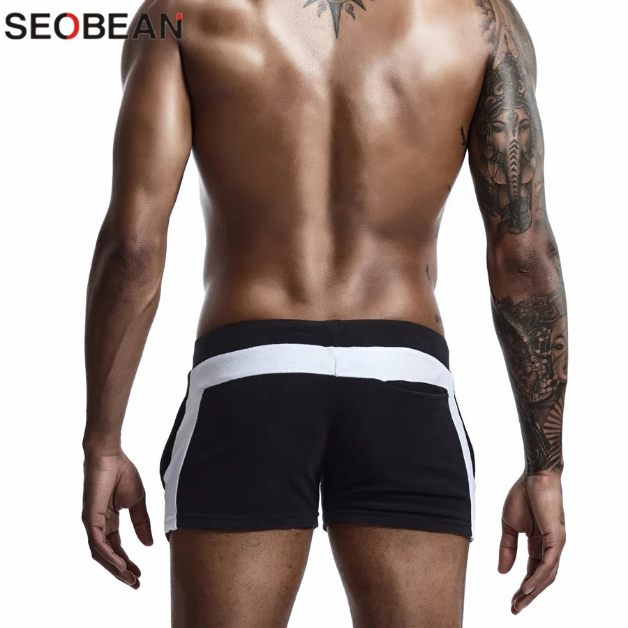 SEOBEAN Férfi Alacsony Derekú Pamut Otthoni Rövidnadrág Szuper Puha Hétköznapi Boxer Rövidnadrág Kényelmes Szexi Alsónemű Mindennapi Viseletre