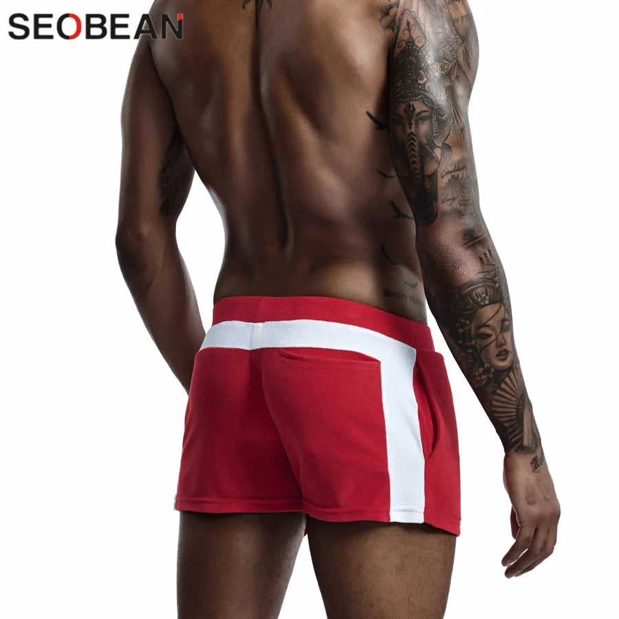 SEOBEAN Férfi Alacsony Derekú Pamut Otthoni Rövidnadrág Szuper Puha Hétköznapi Boxer Rövidnadrág Kényelmes Szexi Alsónemű Mindennapi Viseletre