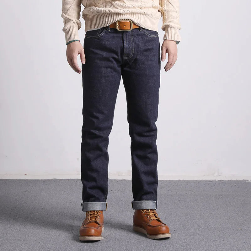 511XX-0009 RedTornado Raw Denim 16oz-os indigókék Selvage One mosott, szanforizált cipzáras nadrág