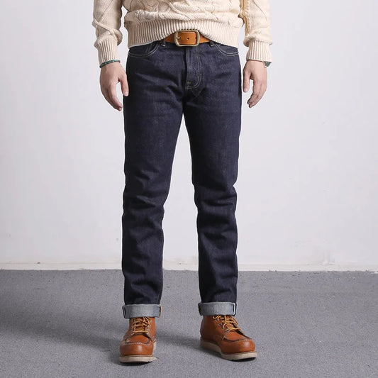 511XX-0009 RedTornado Raw Denim 16oz-os indigókék Selvage One mosott, szanforizált cipzáras nadrág