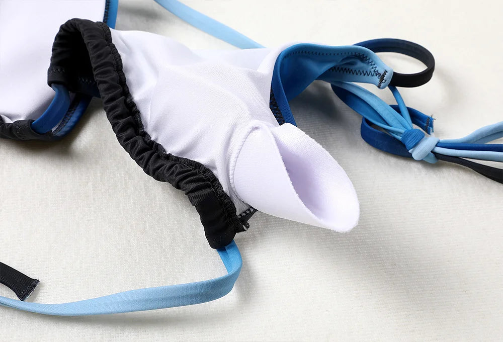 Anfilia női bikiniszett színátmenetes fürdőruha pántnélküli fürdőruha oldalsó kötés fürdőruha szexi bikini