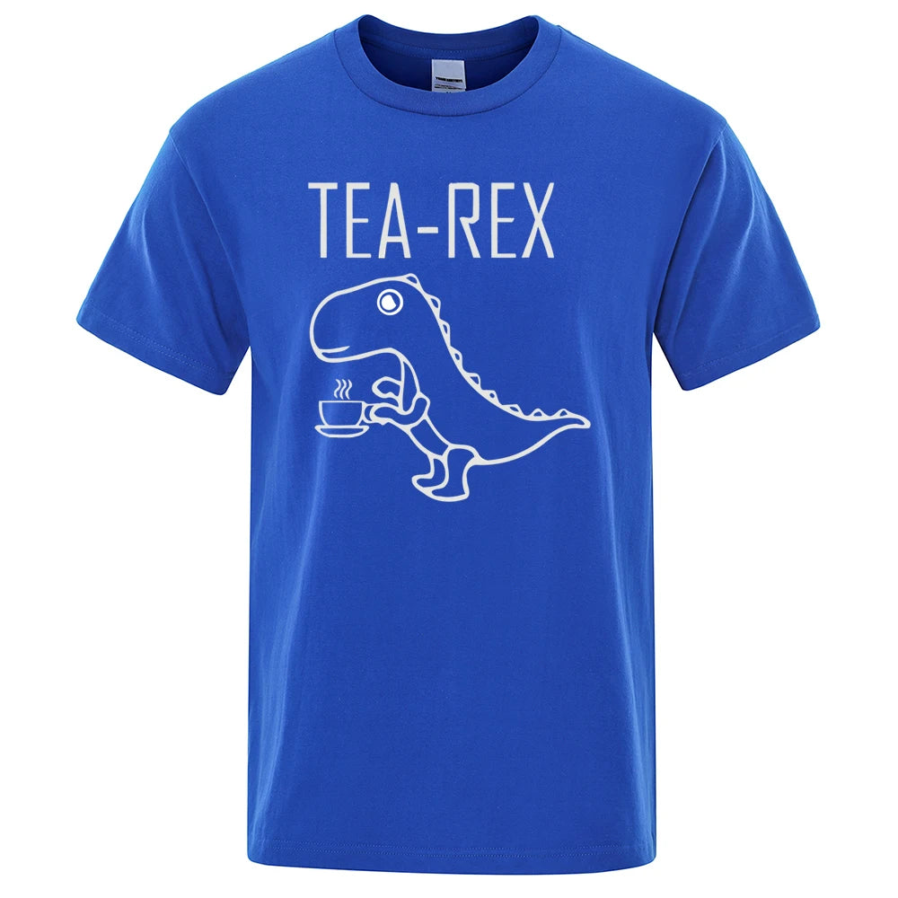 Férfi Női Pólók Tea Rex Vicces Dinoszaurusz  Divatos Hétköznapi Pólók Kiváló Minőségű
