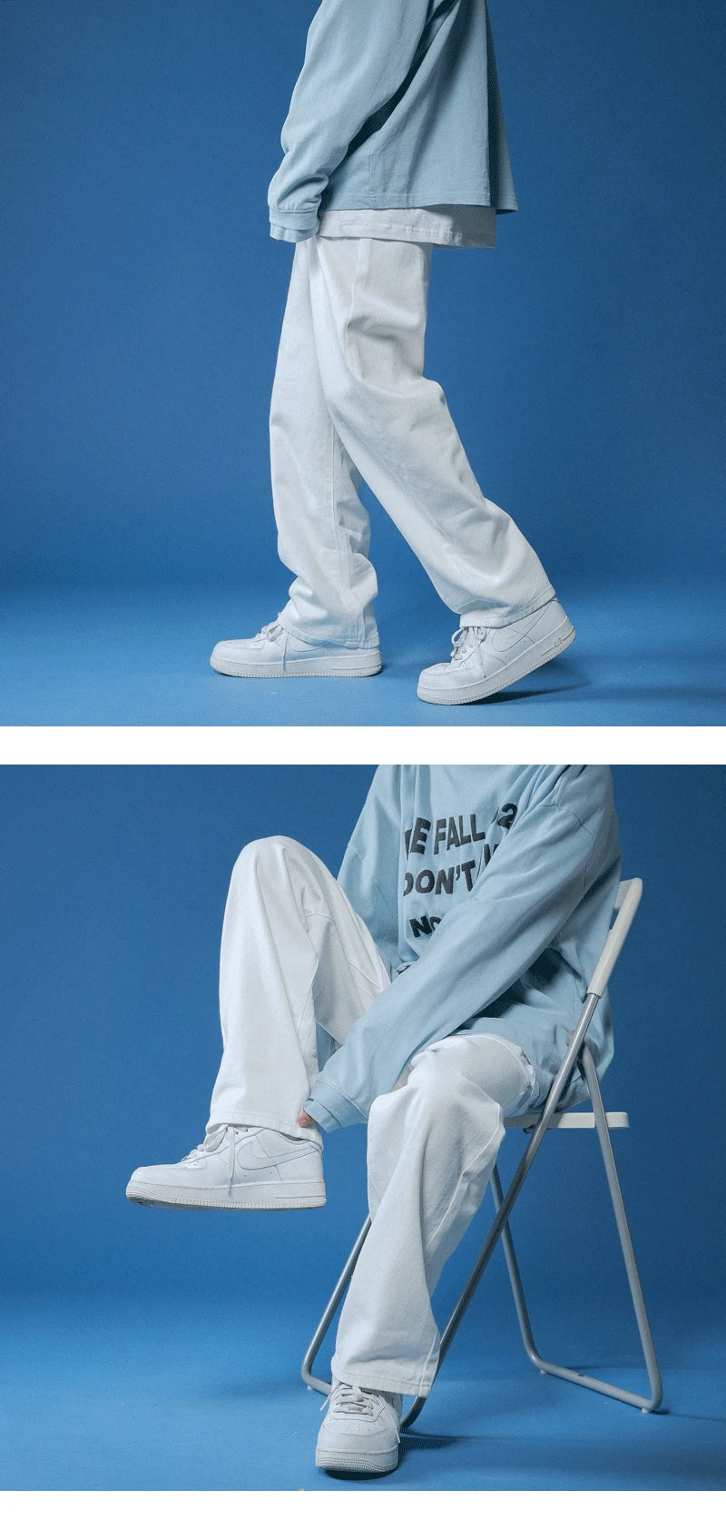Egyenes szárú farmer férfi fehér Laza unisex farmernadrág Trendi semleges farmer Férfi bő Lezser Egyszínű Férfi Női Nadrágok Hip Hop farmer